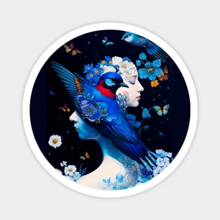 Lady Blue Bird Magnet